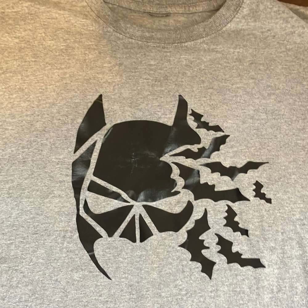 Gray T-Shirt with Black Batman Graphic